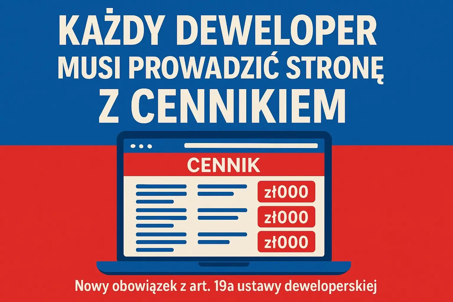 Ilustracja do artykułu: Nowy obowiązek dla deweloperów od lipca 2025 - strona z cennikiem mieszkań zgodna z art. 19a